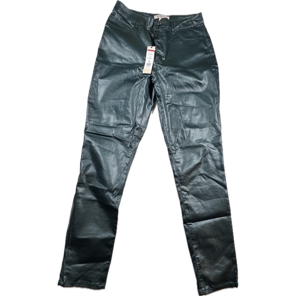 BCBGeneration Hunter Green Coated Metallic High Rise Skinny Pants Jeans Size 28
